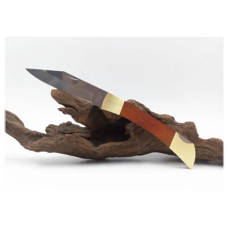 Factory Direct High Quality Ghillie Folding Blade Fruit knives Wood + Copper head Handle Knife Mini EDC Pocket Survival Knifes