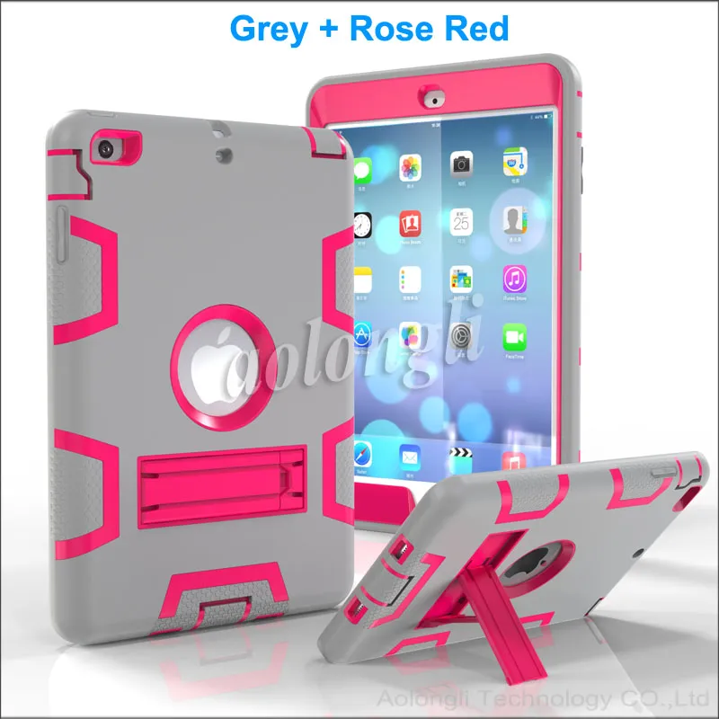 Shockside Protector Fodral 3 In1 Robot Defender Robot Hybrid PC + Silicon Kickstand Stand Screen Protector Back Cover Case till iPad Mini 2 Min3