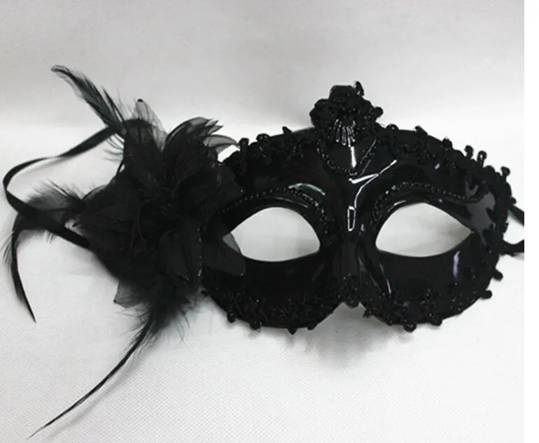 Venedik Gizemli Masquerade Maske Saf Renk Venitian Çiçek Göz Maskesi ile Maske Mardi Gras Maske Aksesuarı Siyah Beyaz