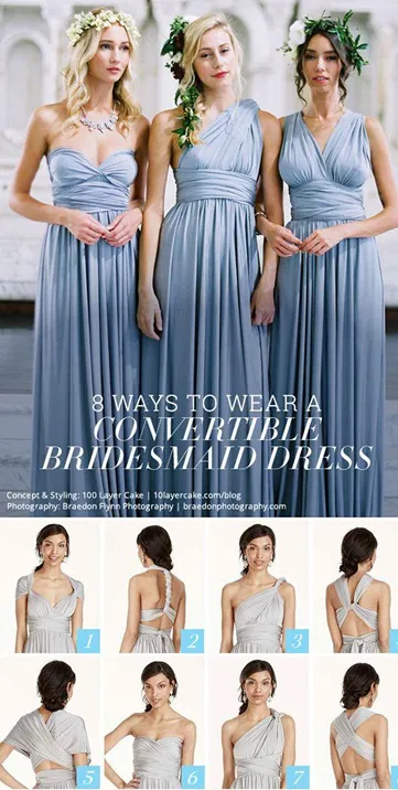 MixMatch Convertible Dress A Line Multi 8 Ways Bridesmaid Dresses Country Wedding Beach Bridal Dresses Chiffon Gowns Party Dresses Custom