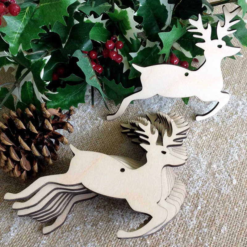 10-Pack wood christmas ornaments christmas decorations christmas decor ball deer snowman angel tree for Xmas tree, festive pary decoration