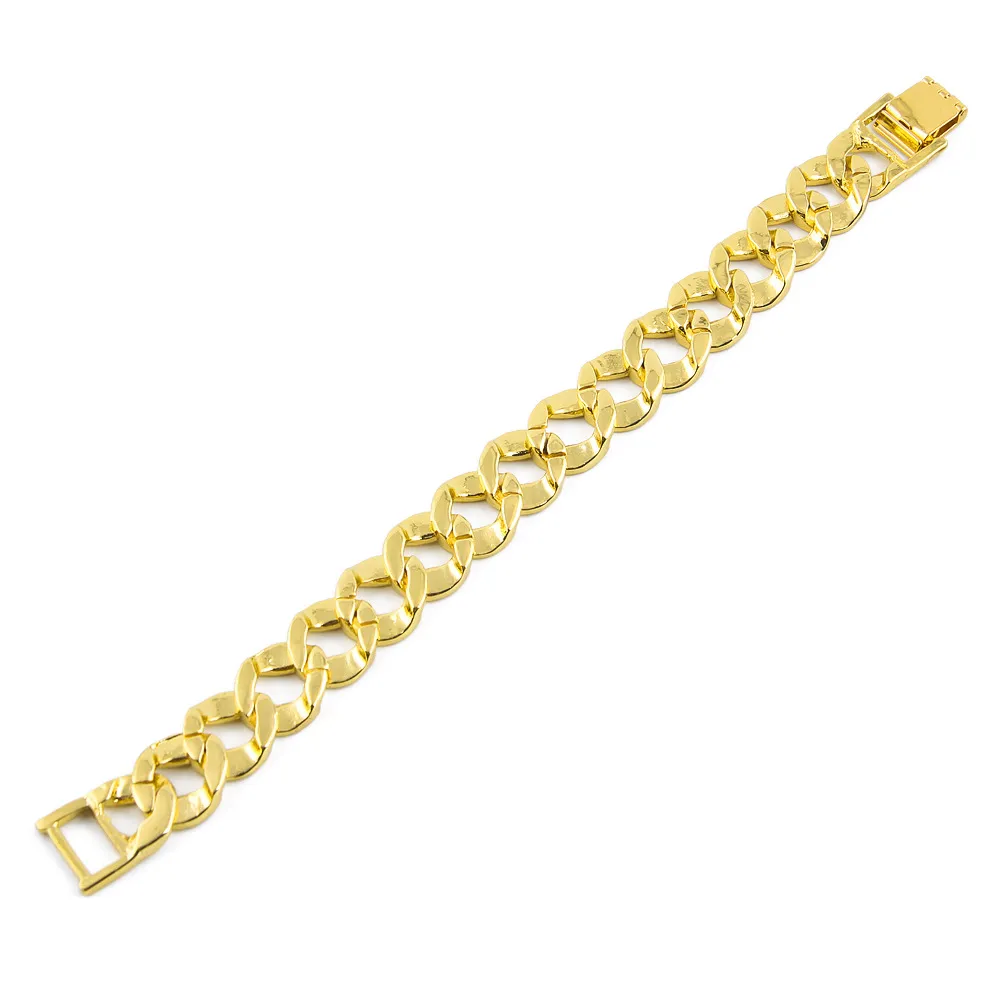 Bracciale da uomo Hip Hop Miami Cuban Link CZ Bracciale da tennis 14mm Mezza pietra ghiacciata placcata oro 7 8 9 pollici296F