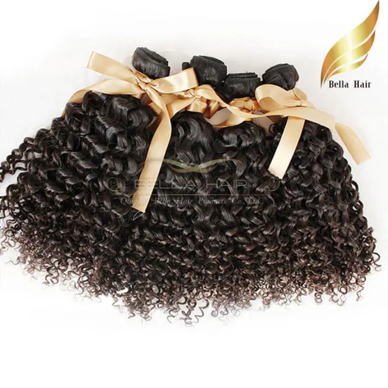 Moğol Hairextensions 8 "-30" 4 Adet / grup Derin Kıvırcık Saç Doğal Renk Bellahair