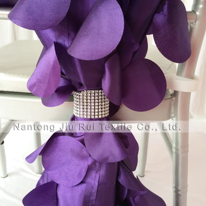 35cm*200cm 3D Taffeta Chiavari Chair Sash A Purple Wafer & Cream Leaf Shape 2 Style Can Be Choose