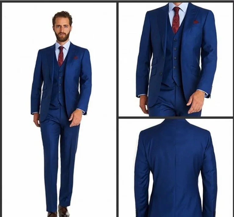 The Groom Suits Two Button Royal Blue Wedding Tuxedos Notch Revers Bruidegom Tuxedos Man Suits (jas + Pants + Suits) Bruiloft Pakken Mannen Pakken