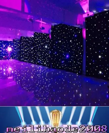 3 mx6 m LEVOU Cortina Da Festa de Casamento LEVOU Pano Estrela Pano de Fundo Preto LED Estrela Pano Cortina de Luz Decoração Do Casamento MYY1668