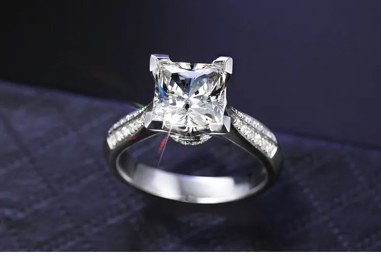 Vecalon 2016 Moda Biżuteria Pierścień ślubny dla kobiet 2ct CZ Diamond Pierścień 925 Sterling Silver Samica Band Finger Pierścień