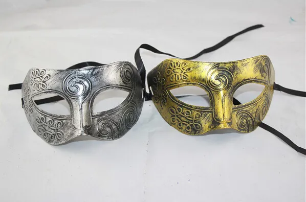 Men039S retro Grecoroman Gladiator Masquerade maskers Vintage Goldensilver Mask Silver Carnival Mask Mask Mens Halloween kostuum PAR3849282