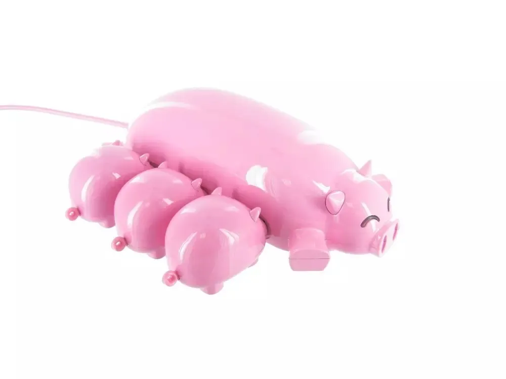 Partihandel Cartoon Pig USB Hub One Dra Tre navdator USB2.0 Port Splitter, Gullig rosa piggy nav 3 portar för data expander mobil laddning