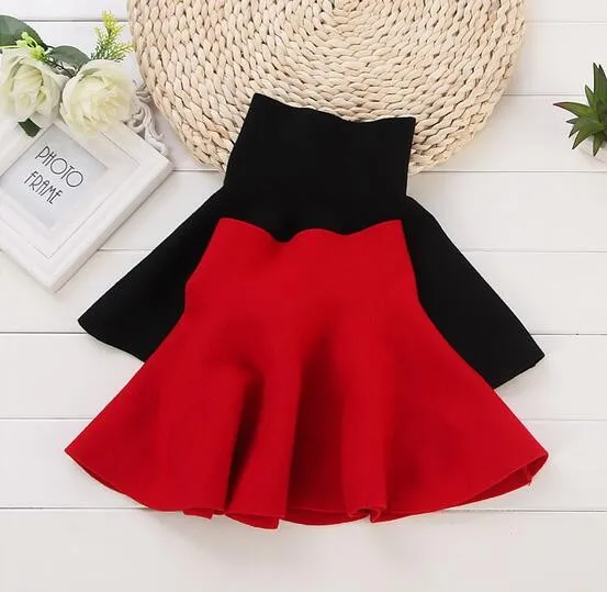 2016 Children Girl Waist Skirt Kids Wool Knit Skirt Red Black Baby Tutu Skirt Pettiskirt Tutu Skirt Children Vestidos Infantil