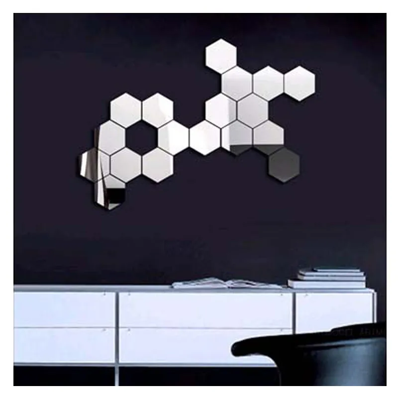 24 Piastrelle A Specchio Autoadesive Esagonali In Acrilico - 126x110x63 Mm - Decorazione Parete Per Soggiorno, Bagno, Camera Da Letto