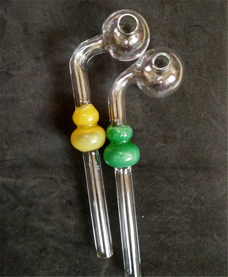 Pyrex Glass pipe Calabash Smoking Handle Pipes Curved mini Colored Hand Blown Recycler Oil Burner