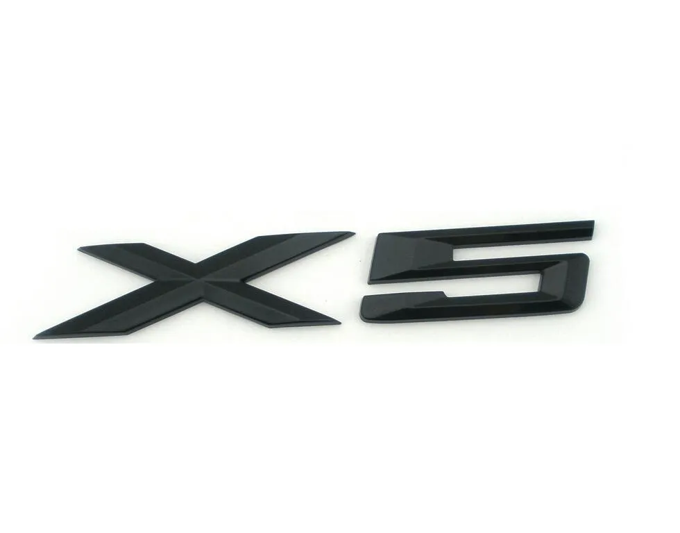 Gloss Black "X 5" Nummer Trunk Letters Badge Emblem Letter Klistermärke för BMW X5