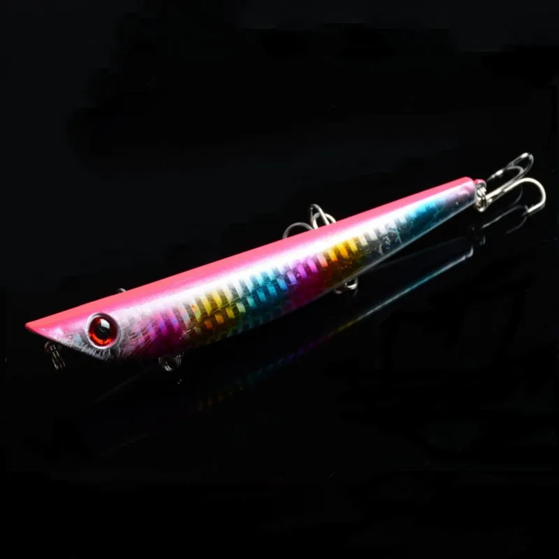 Wholesale 5 Colour Plastic Popper Fishing Lures Bass Crank Bait Top water Rattles 3D Eyes Fishing lures Crankbait Tackle 16.9g