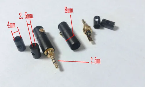 2 sztuk Pozłacane 2.5mm Stereo Mężczyzna Naprawa Headphone Jack Plug Lotnice Audio