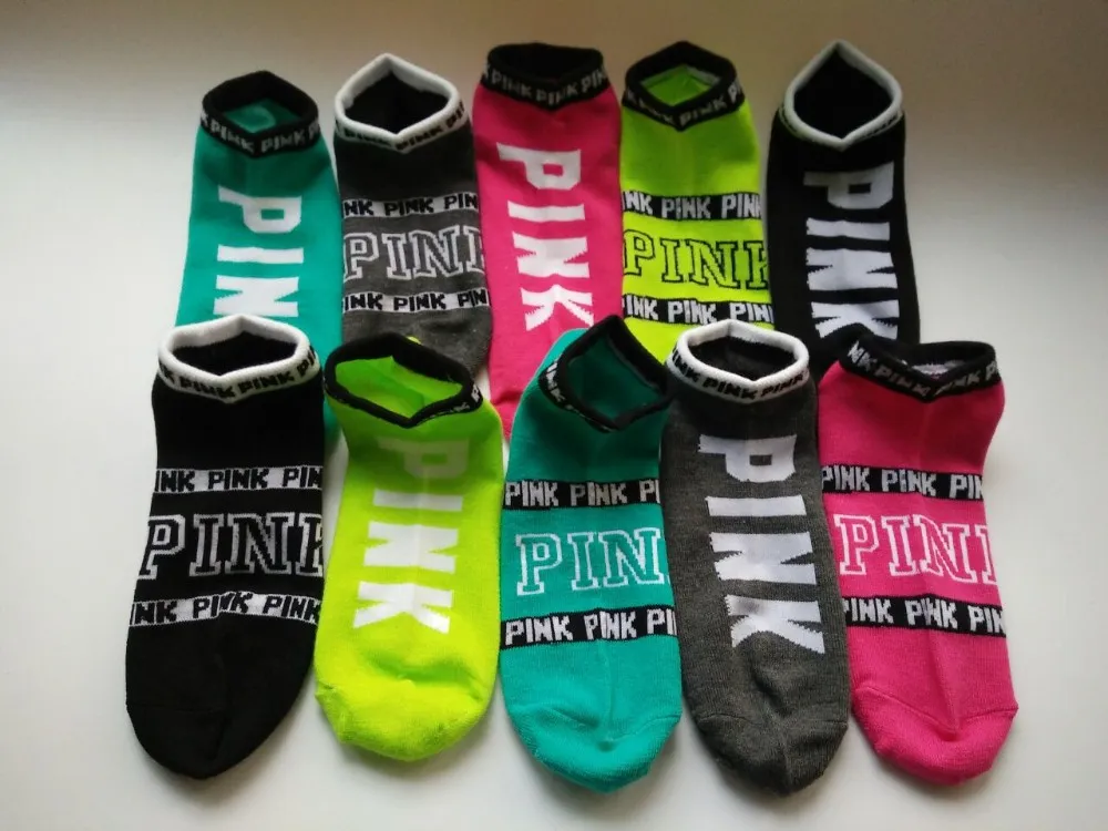 PINK Letter Socks Fashion Lovely Ladies Party Girls Socks Contrast Colors Harajuku Girls Pink Size Crew Sock Letter Socks cal7695937