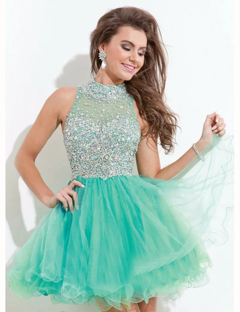 Vert menthe bleu marine Fuchsia robe de bal courte Sexy Bling Bling perlé femmes porter une Occasion spéciale robe de soirée robe de soirée