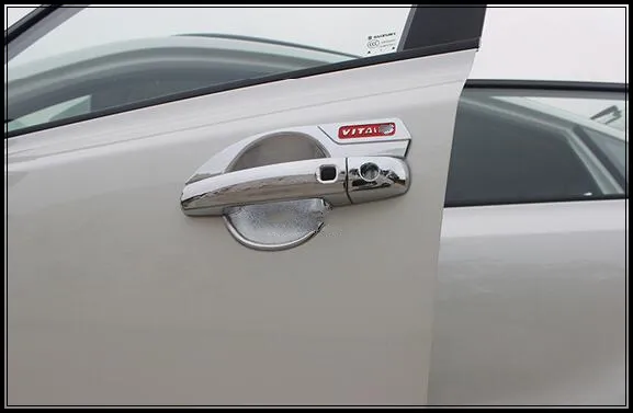 Couvercle de protection décoratif de poignée de porte en ABS chromé de haute qualité, 4 pièces + bol de protection décoratif de poignée de porte 4 pièces avec logo pour Suzuki Vitara 2016 – 2019