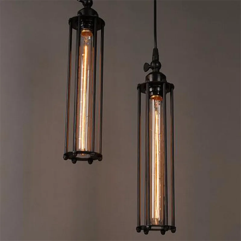 American Country Style Pendant Lights Retro Loft Iron Cages Pendant Lamp Home Decoration Edison Vintage Hanging Lamp European Lighting