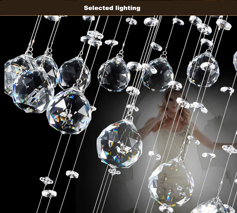 Luxury Rain Drop Crystal Lights Modern Ball Crystal Chandelier Light Fixture LED Ceiling Lamp home