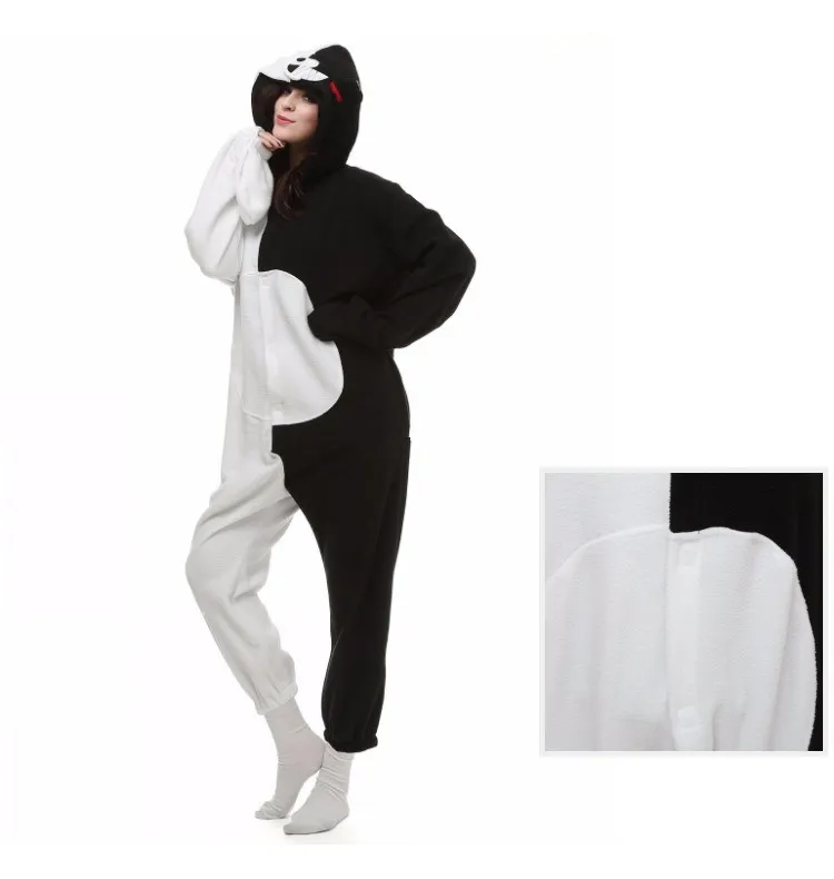 Danganronpa Dangan Ronpa Monokuma Monomi Bear Fleece Onesie Pyjama Kostuum Halloween Carnaval Party Kleding Cartoon Jumpsuit Nachtkleding