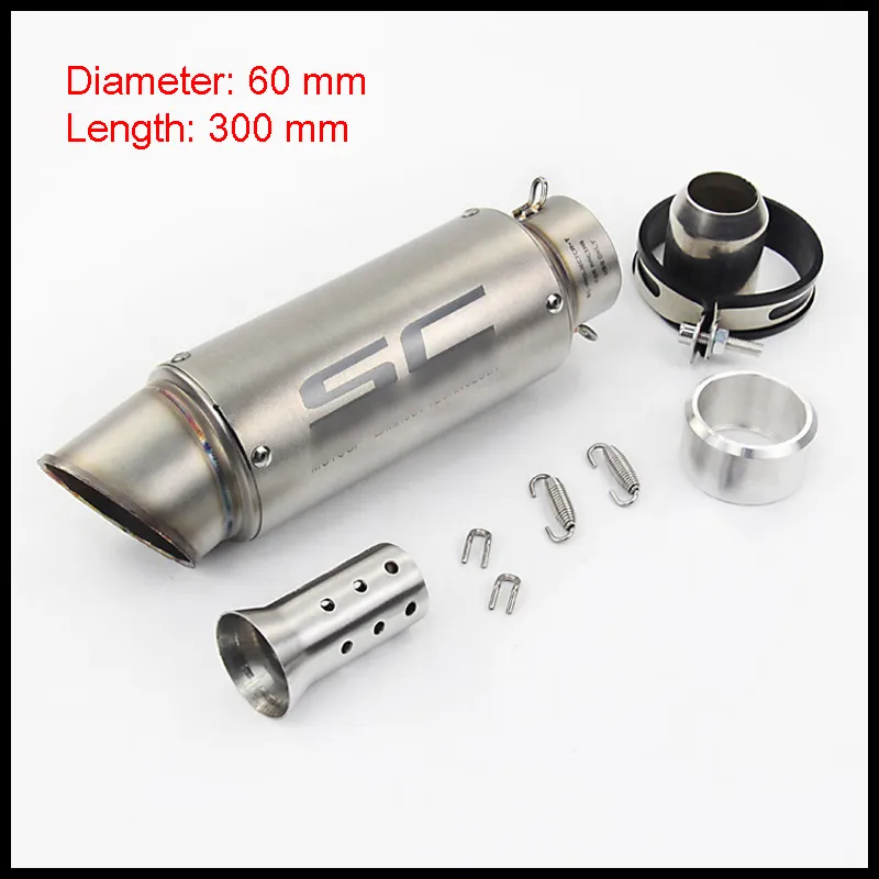 51 mm / 60.5 mm Universal Motorcycle Exhaust Muffler Pipe Silencer With Removable DB Killer