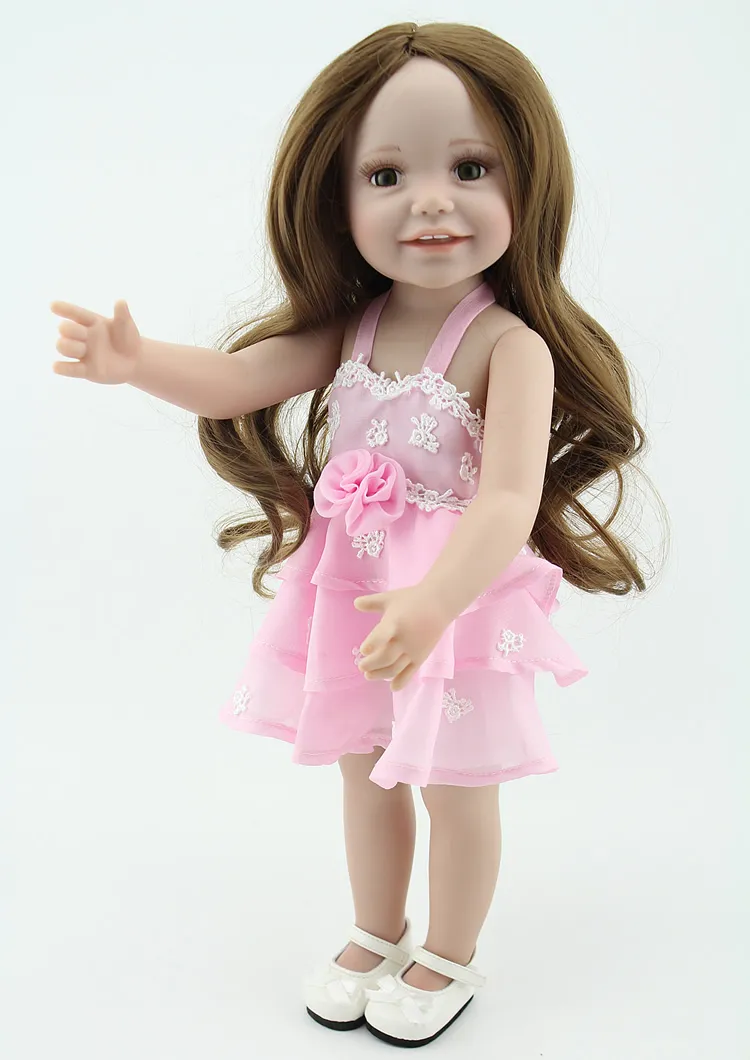 18inch 45cm American Girl Boneca Real olhando Handmade Silicone Reborn Bonecas com roupas chapéu Brinquedo para crianças