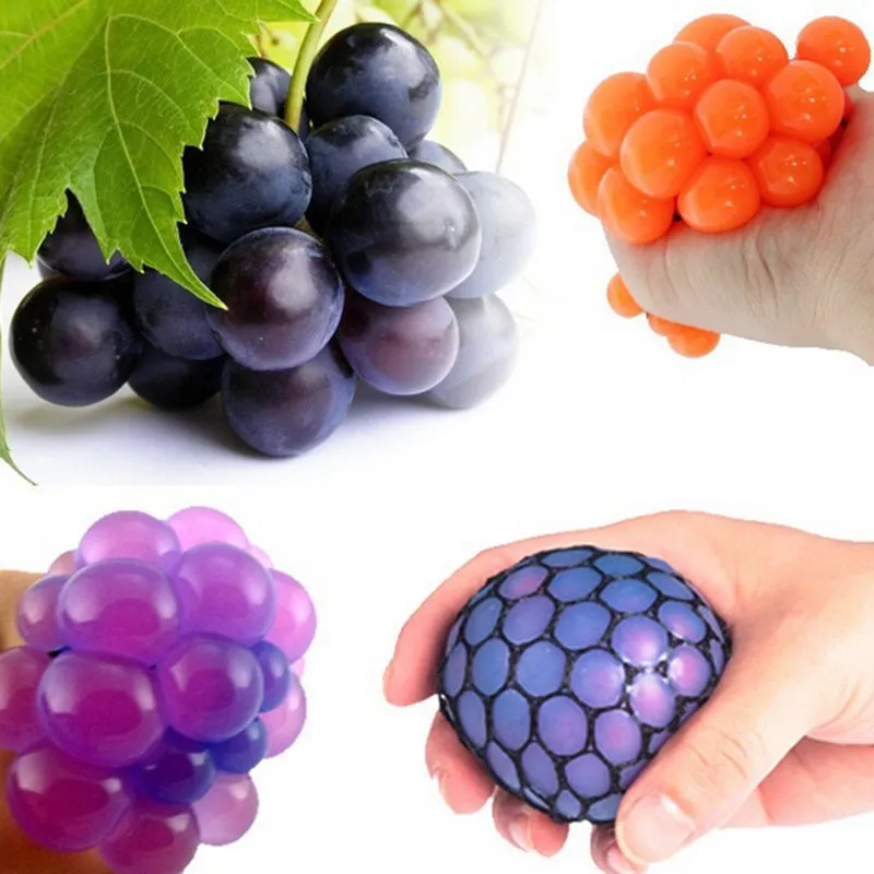 Ny Anti Stress Ball Novelty Fun Splat Grape Ventiling Balls Squeeze Stresses Reliever Toy Funny Gadgets Present