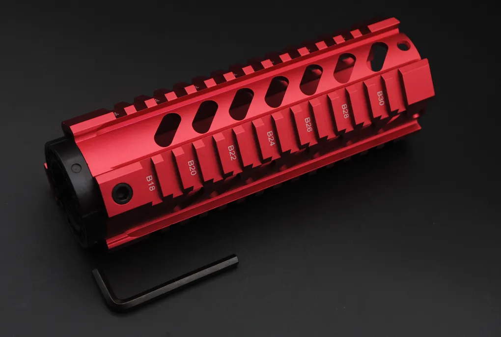 7 inch Length Red / Black / Tan Quad Rail Handgaurd Rail Mount System Free Float with/without Front End Cap