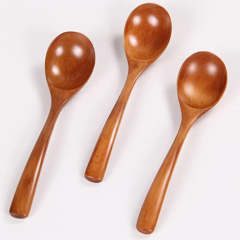 Cuchara de madera natural Accesorios de cocina Vajilla ecológica Comedor Sopa Té Miel Café Gachas Cucharas