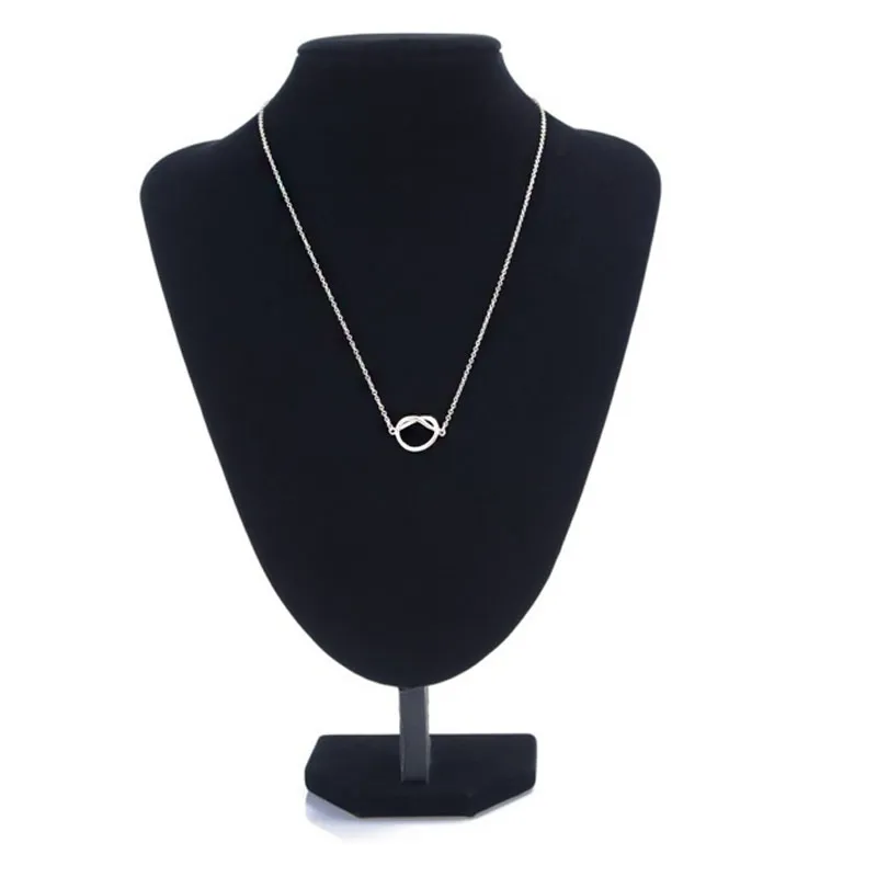 بيع جديد Maxi Colar Simple Love Heart Knot Pendant Jewelry 18 k Gold and Silver Placed Rink Chain for ang211p الخاص بك