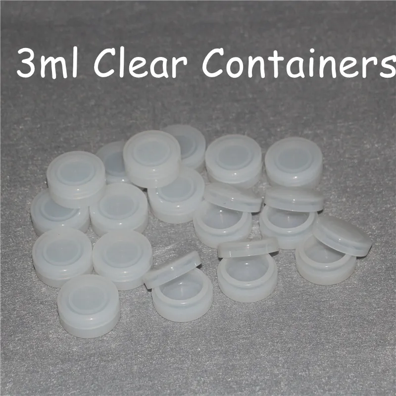 boîtes transparentes 3 ml de concentré d'huile contenant de silicone pour antiadhésif mini bho extrait silicone dab contenants de cire bocaux en caoutchouc DHL