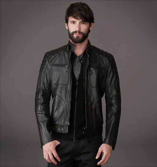 Latest men leather jackets your winter ideal jackets concise slim quiet jackets 4 pockets closed with zipper cost-effective jackets