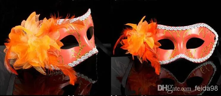 горячие женщины Сексуальные Hallowmas Venetian Mask Mask Masks Mask с цветочными перьями маска танцевальная вечеринка