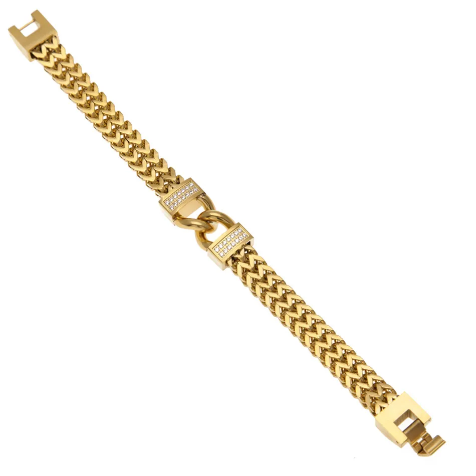 12mm män guld rostfritt stål kedja länk armband hiphop stil inlay zirkon armband armband mode punk smycken 20cm63169518305228