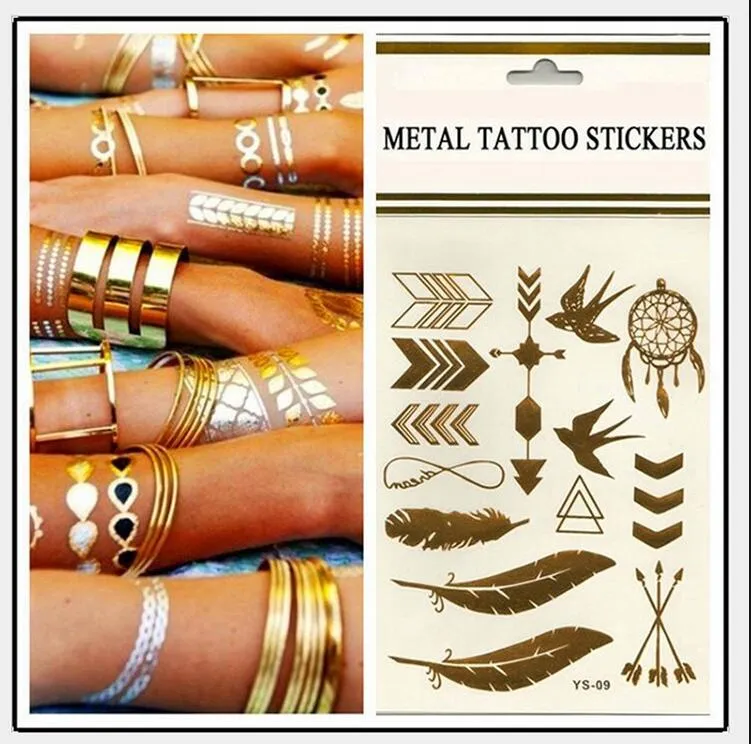 500 Stijlen Body Art Chain Gold Tattoo Tijdelijke Tattoo Tatoo Flash Tats Tattoo Metallic Tattoo Sieraden Transfer Tattoos Tijdelijke Stickers