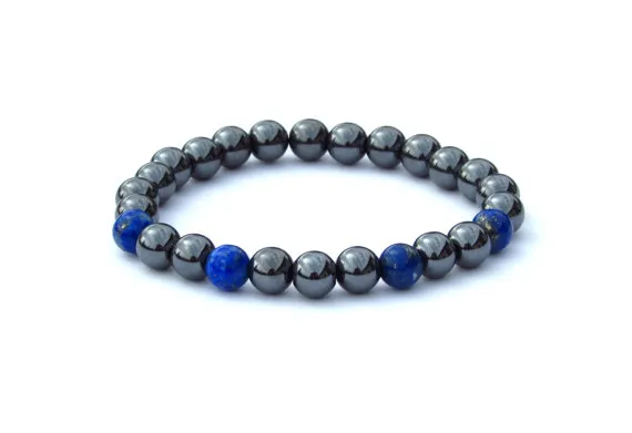 SN0132 Nuovi arrivi Bracciale da uomo in ematite Bracciale tribale con lapislazzuli intero 3185