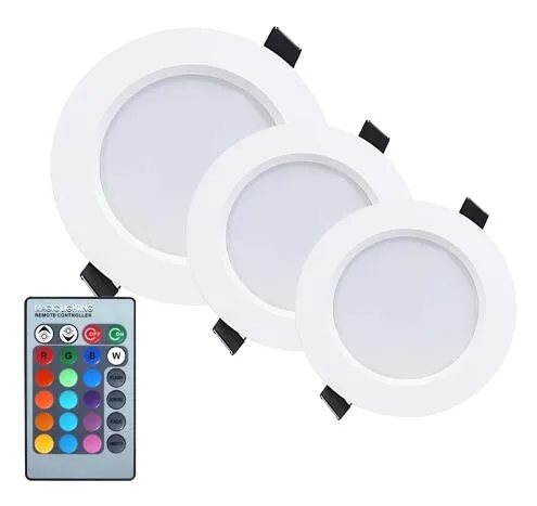 3W 5W 10W RGB LED Downlight AC85-265V Färgbyte Inbyggd panellampa Lampa med fjärrkontroll för korridoren