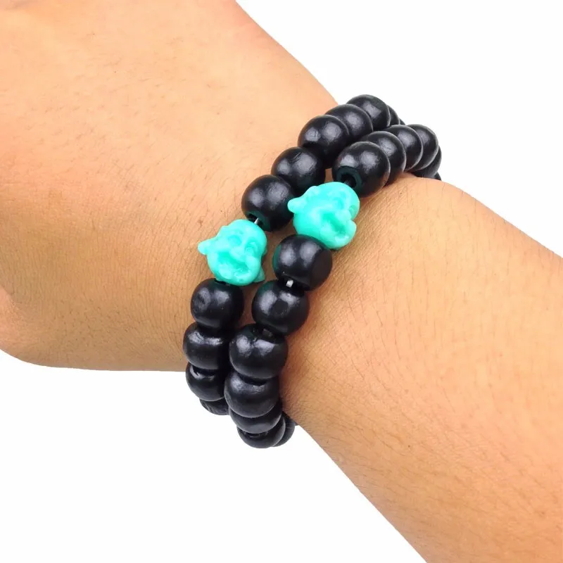 SN0148 10mm schwarze runde Holzperlenarmband billige Männer Buddha Armband Stretch Perlen Armbänder grüne Buddha Perlen