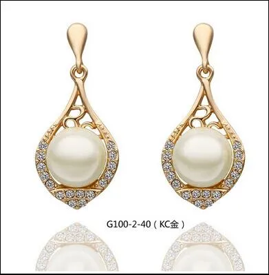 Pearl Jewelry Sets Pearl Pendant Necklace Set Gold Plated Pearl Diamond Jewelry Sets Necklace Stud Earrings