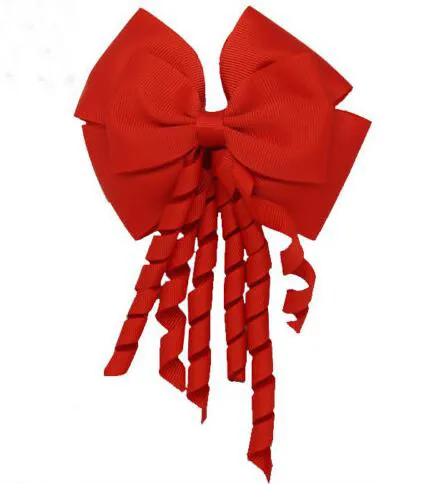 196 لون! 4inch Korker Streamer Ribbon مرنة Bobble Grosgrain Ribbon Long Korker Tail Taild Fancy Cute Hair Bow with Clip for Girls /