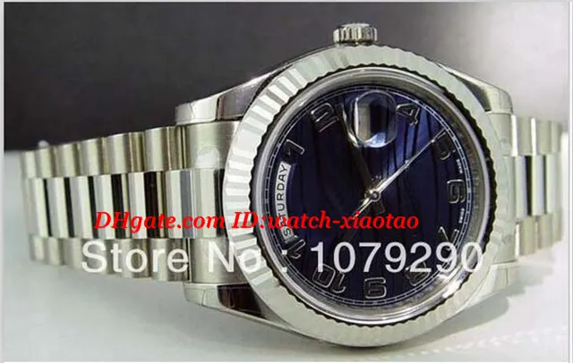 Toppkvalitet Luxury Wristwatch 218239 Blå Arabiska Ratt Rostfritt Stål Automatiska Mens Mäns Klock Klockor