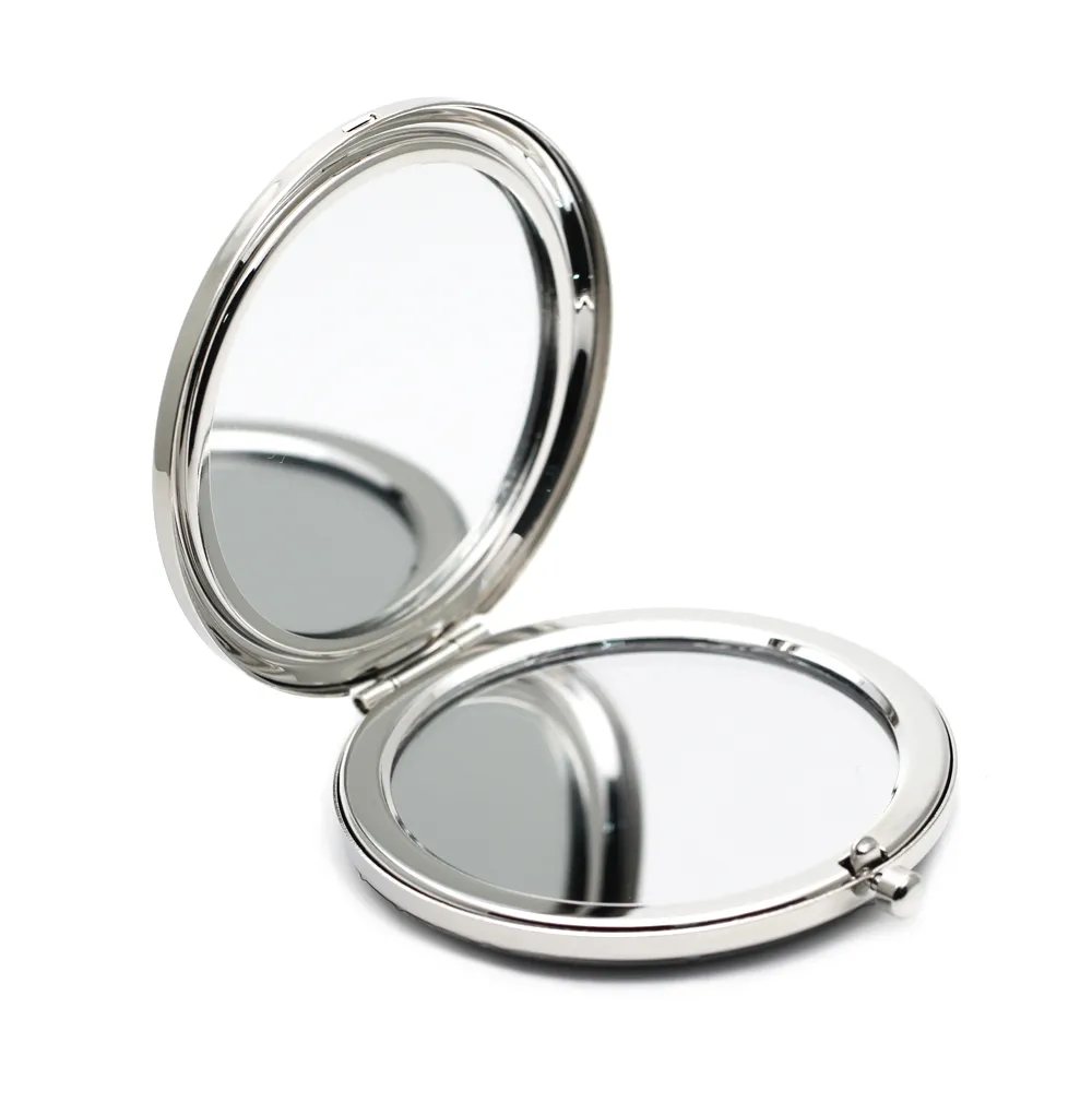 65mm Miroir Compact Silver Blank Pocket Loupe Cométic Maquillage Miroir Miroir Faveurs de mariage Cadeau M065P Livraison Gratuite