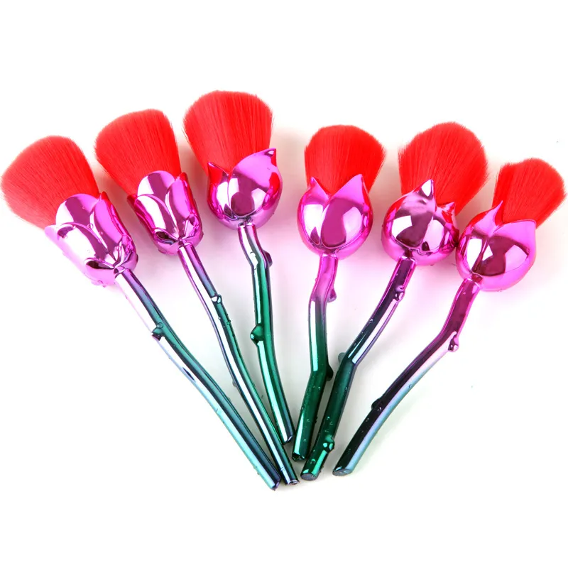 In Stoc Rose Flower Makeup Brushes Set Synthetic Hair Professional Foundation Cosmetic Brush Make Up Brushes Set #34532