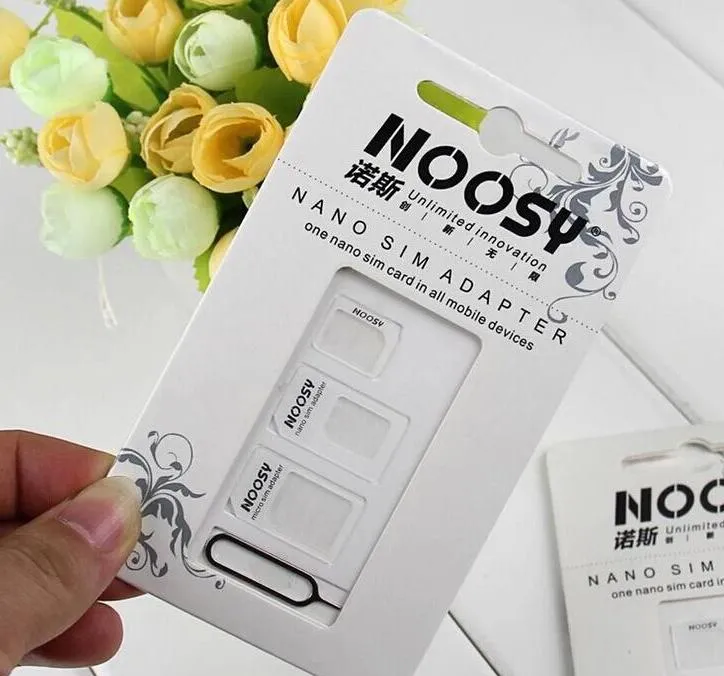 lot Noosy Nano Sim-kaart Micro Sim-kaart naar Standaard Adapter Adapter Converter Set voor iPhone 654S4 met Eje7126755