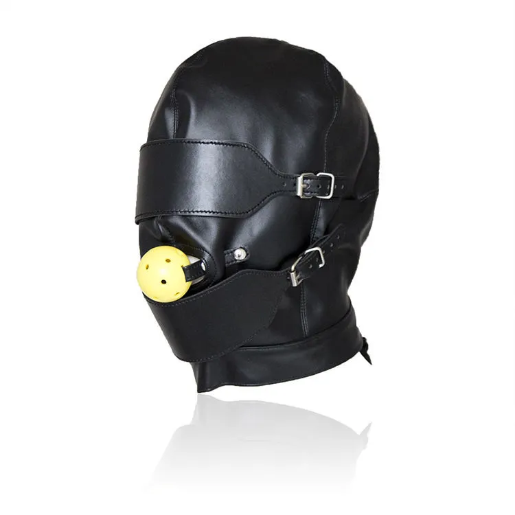 Giocattoli anali Hot Style UK Full Blindfold Mask Hood w / Mouth Ball Gag Bondage Fetish GIMP Toy # R172