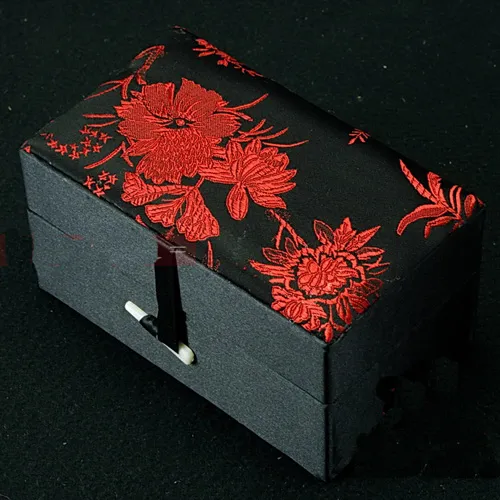 Rectangle Craft floral grand bijoux montre Boîte cadeau en coton Boîtier de stockage rempli de coton décoratif chinois Brocade en carton en carton 1290908