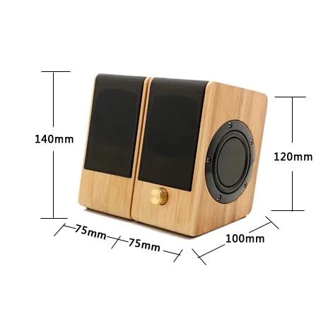 Natural Bamboo Hi-fi Multimedia Bass Stereo computer Speaker Full Bamboo Subwoofer 2 0 Desktop Wooden wood Speaker for PC Laptop C270Z