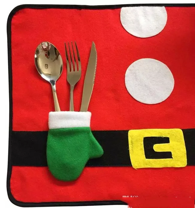 mais recentes celebrações sentiram pano de Natal Red Tabela Mat Tabela Placemats Decor Dinner Party Xmas estilo rústico decoração festiva fornecimentos vermelho