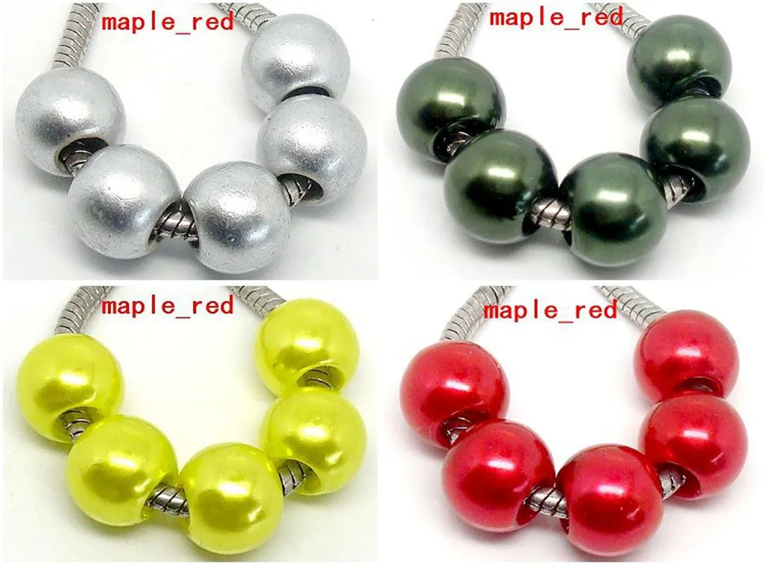 Sapphire blue Shiny Imitation Pearl European Big Hole Beads Fit European Bracelet and Necklace Low 204L